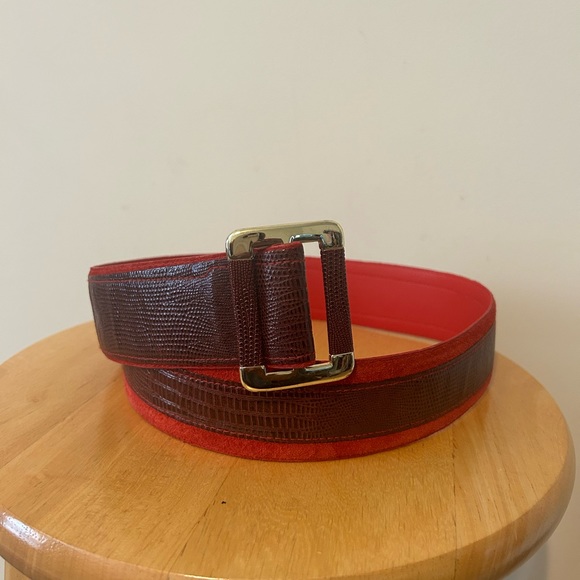 Milor Accessories - Vintage Milor Red Genuine‎ Leather M/L Made in Taiwan Belt